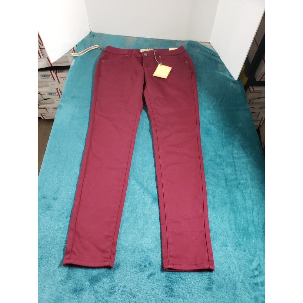 HyBrid Jeans Size 7 Womens Red Denim Stretch Pants Ladies Mid Rise Skinny NWT
